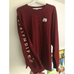 Rip N Dip t-shirt met lange mouwen, donkerrood maat L