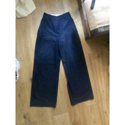 Wijde pantalon/wol!/smal hoge taille/krijtstreep/hm trend