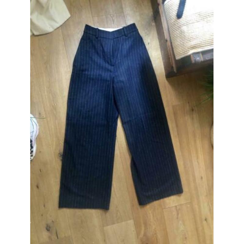 Wijde pantalon/wol!/smal hoge taille/krijtstreep/hm trend