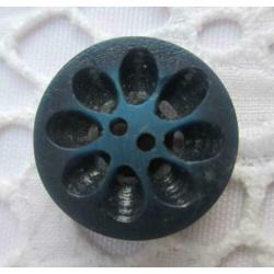 Vintage kunststof bloemknoop nr M1306 blauw