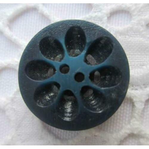 Vintage kunststof bloemknoop nr M1306 blauw