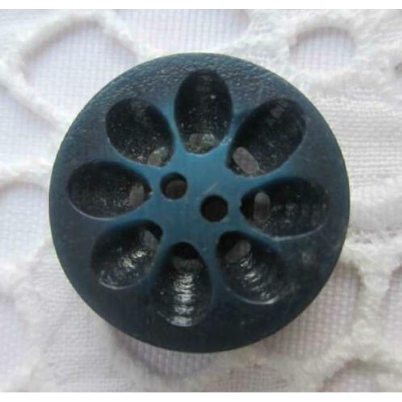 Vintage kunststof bloemknoop nr M1306 blauw