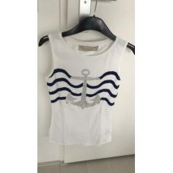 Zara top wit marine look mouwloos nieuw medium