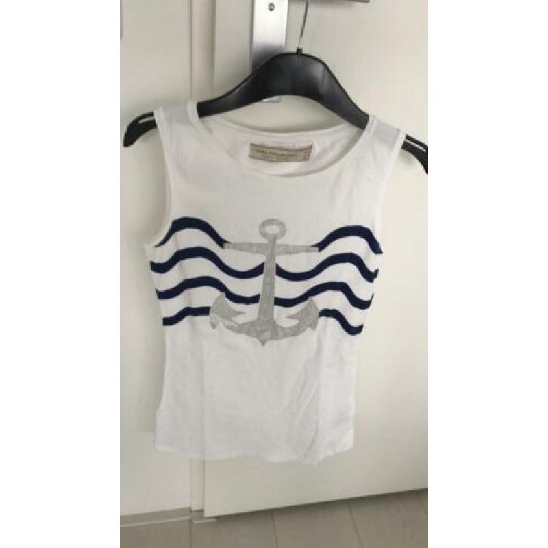 Zara top wit marine look mouwloos nieuw medium