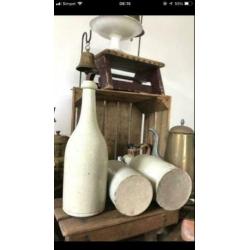 3 Oude Franse bier fles vaas antieke bierflessen