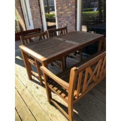 Houten Tuinset Bank met 2 Losse Stoelen