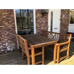 Houten Tuinset Bank met 2 Losse Stoelen