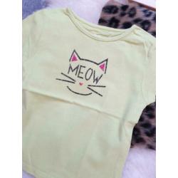 Maat 98 Meisjes shirt met MEOWprint IN EXTENSO