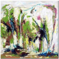 Olifanten olieverf schilderij 100x100cm