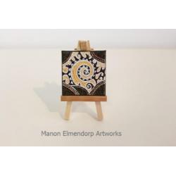 Handgeschilderd Abstract Schilderijtje op Ezeltje Nieuw