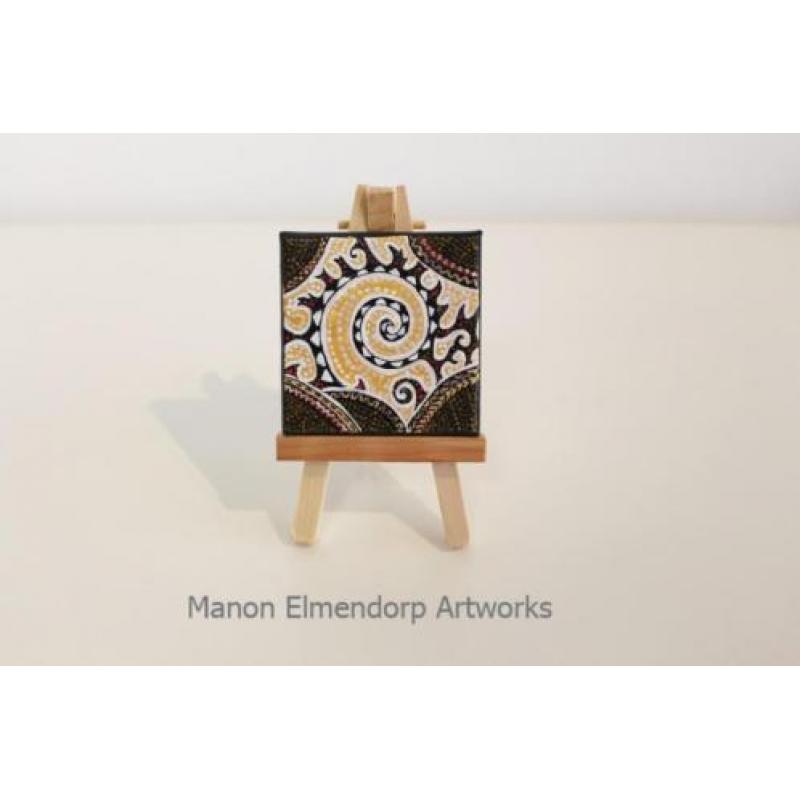 Handgeschilderd Abstract Schilderijtje op Ezeltje Nieuw