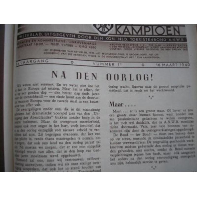 1940 Toeristenkampioen ANWB. Interessante reacties op de Mei