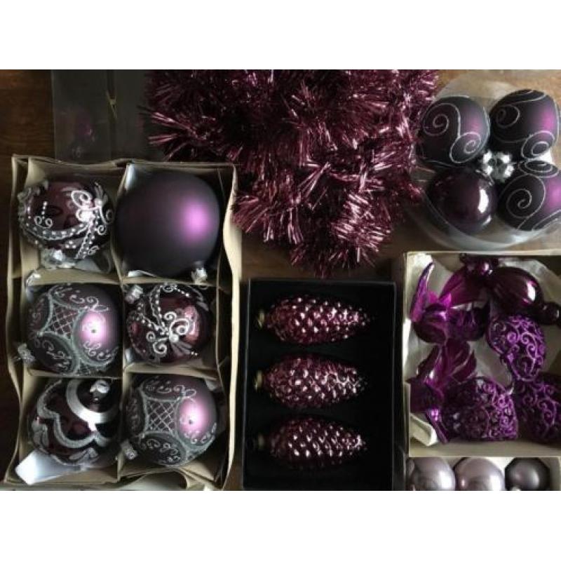 Kerstversiering paars (LUXE set)