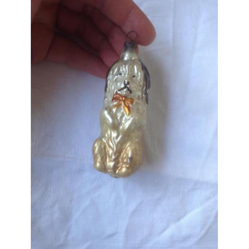 Oude antieke kerstbal kerstversiering hond