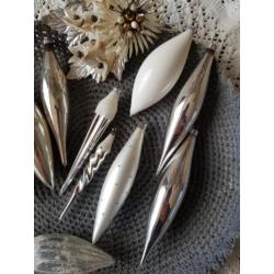 10 oude brocante antieke kerstballen ijspegels/kerst