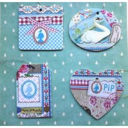 4 Houten hangers met Pip Studio afbeeldingen