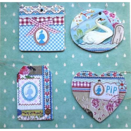 4 Houten hangers met Pip Studio afbeeldingen