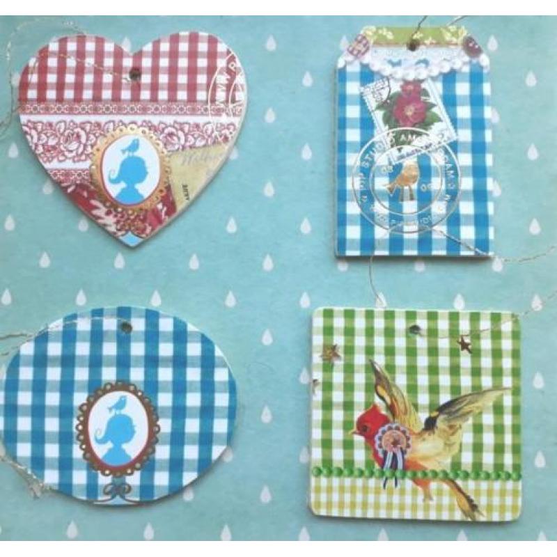 4 Houten hangers met Pip Studio afbeeldingen