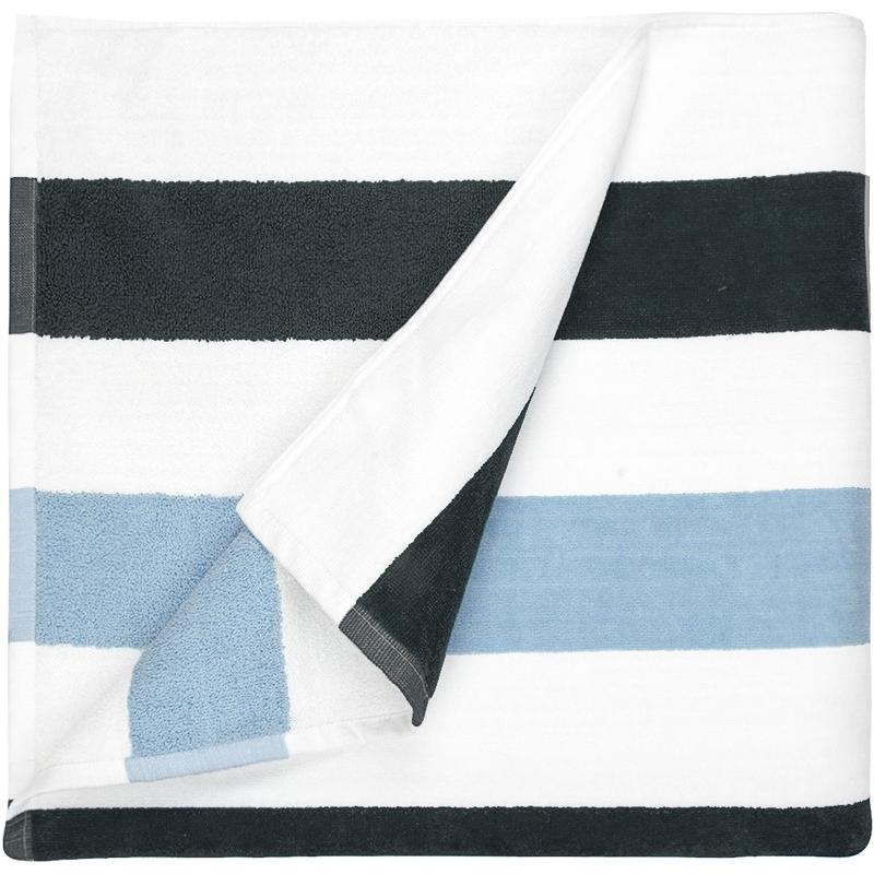 The One Towelling Strandhanddoek 90 x 190 cm Stripe Anthracite/light blue